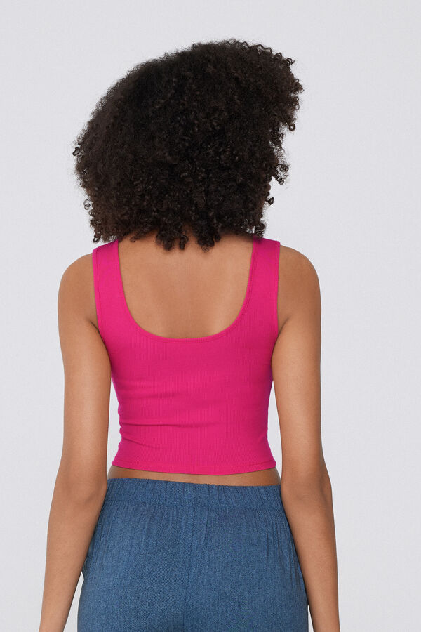 Top cropped &agrave; bretelles larges en coton c&ocirc;tel&eacute;  