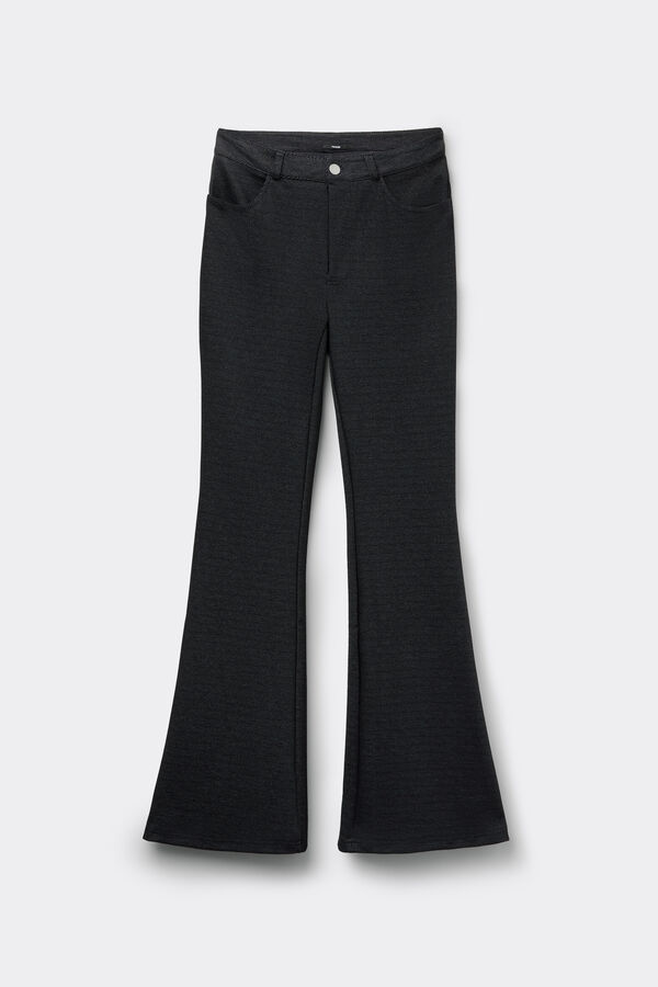 Pantaloni Lunghi Flare Effetto Denim  