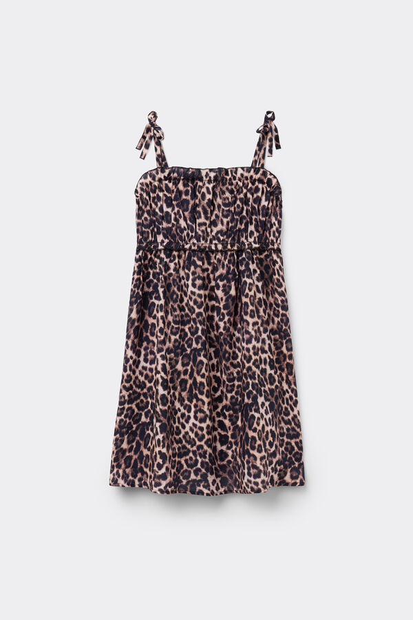 Vestido Al&ccedil;as Finas com Franzido Tecido Viscose Menina  
