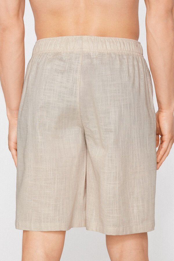 Short en Toile de Coton Effet Lin  