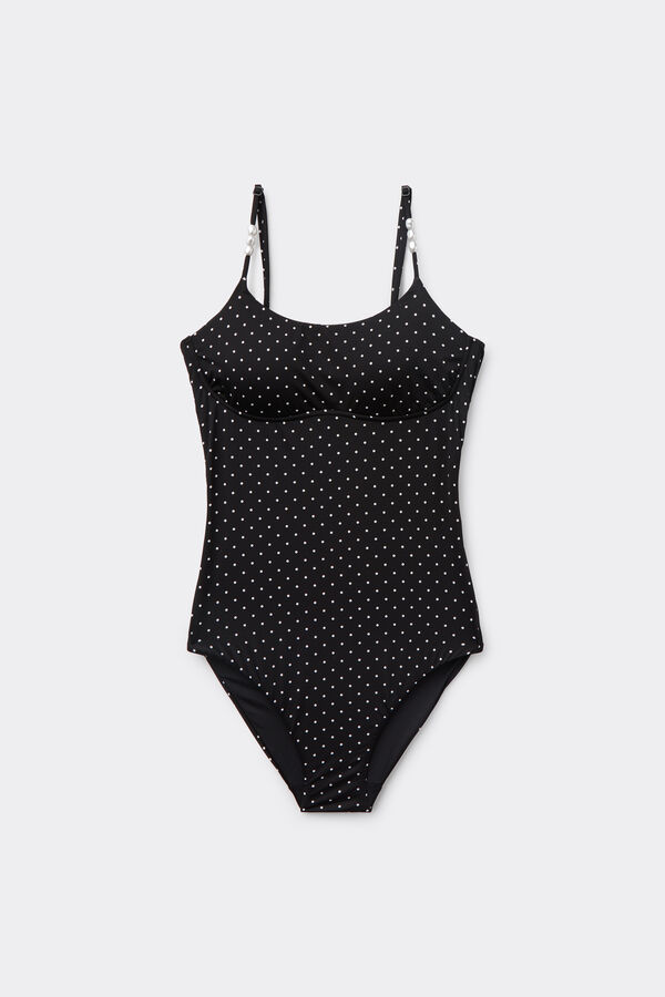 Bustier-Badeanzug getupft mit Perlen  