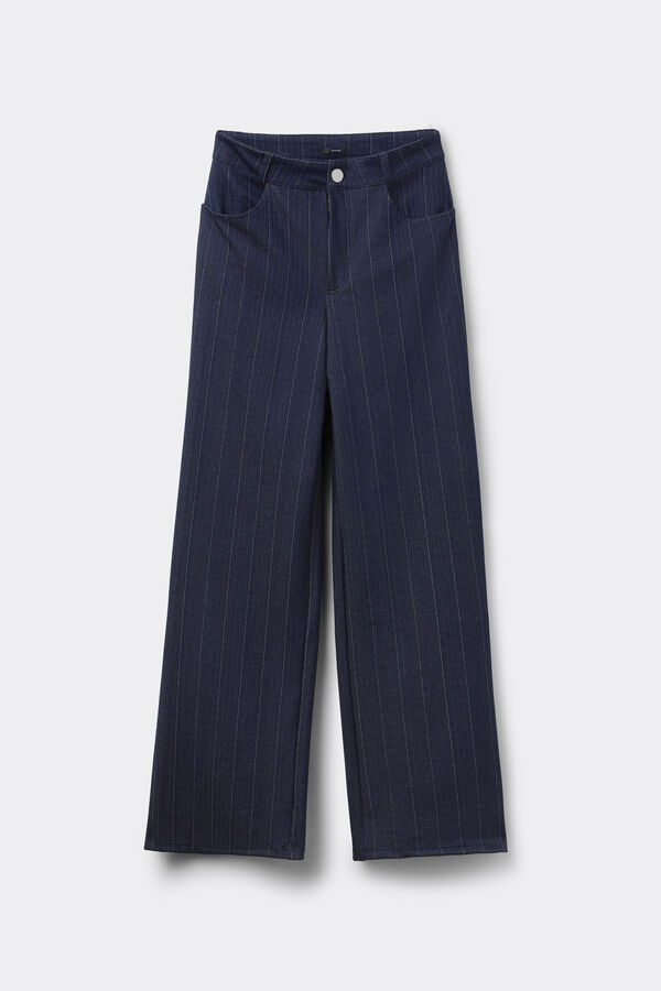 Denim-Effect Palazzo Trousers  