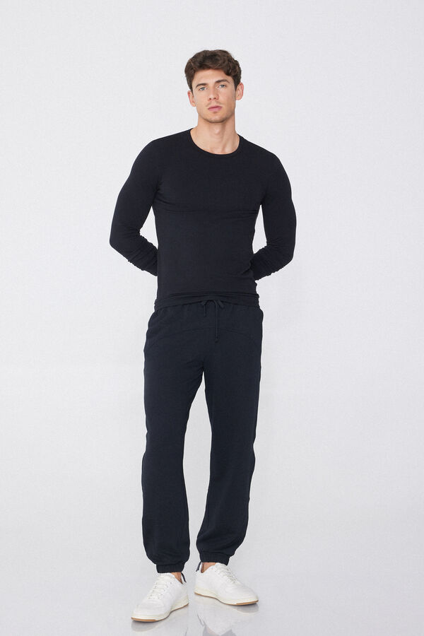 Long-Sleeve Round-Neck Thermal Cotton Top  