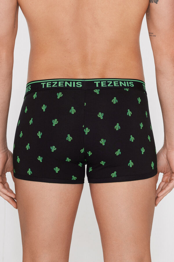 Printed Cotton Boxers with Contrasting Trim and Logo  