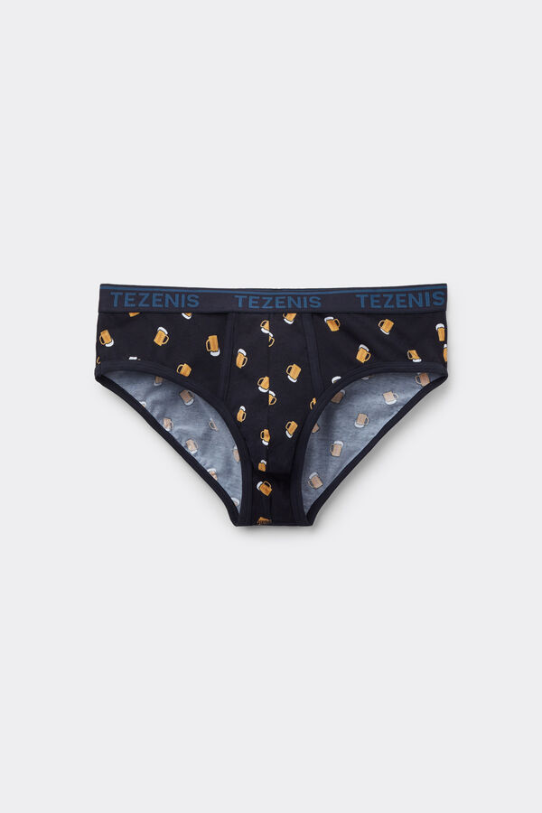 Printed Cotton Bikini Bottoms with Logo  