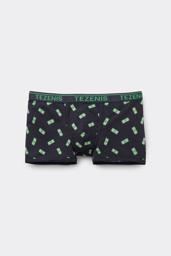 Printed Cotton Boxers with Contrasting Trim and Logo  