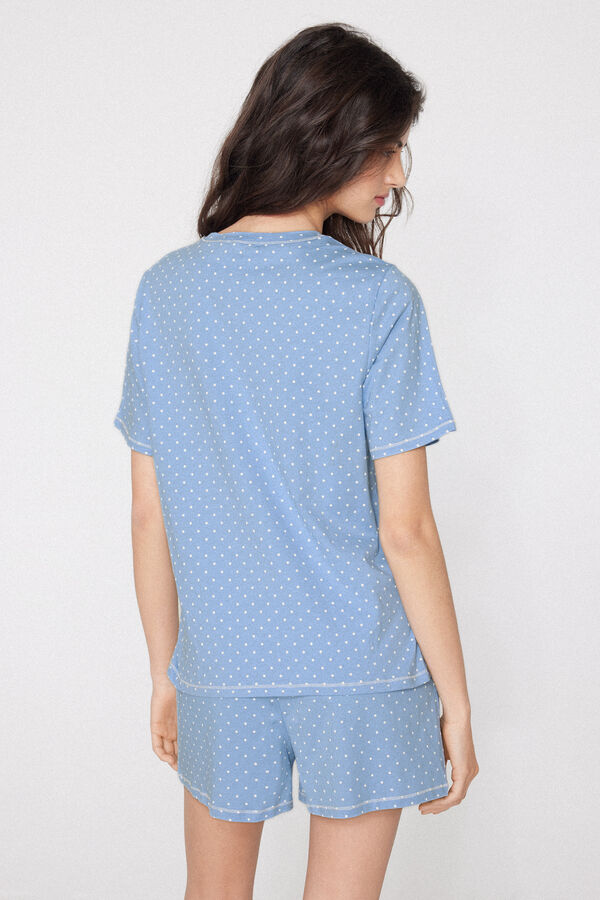 Short Cotton Pyjamas with Polka Dot Print  