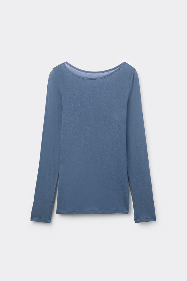 Lightweight Viscose and Merino Wool Boat Neck Top  