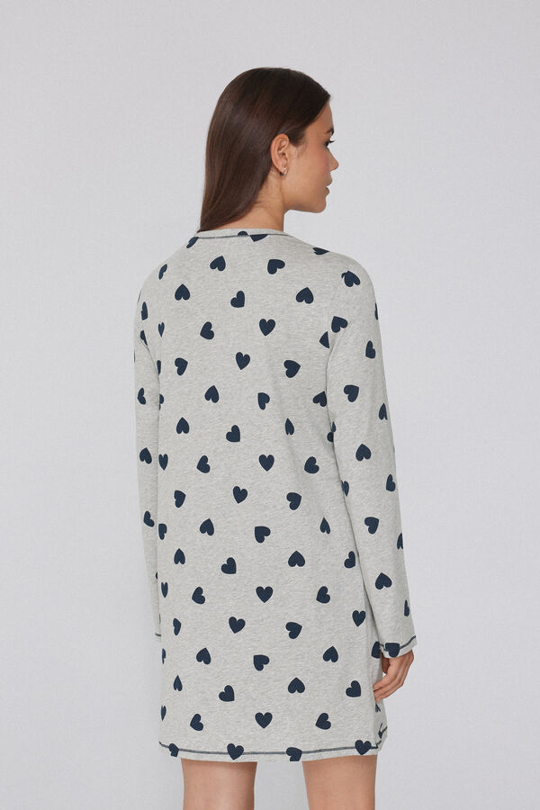 Camicia da Notte Manica Lunga Cotone Cuori  