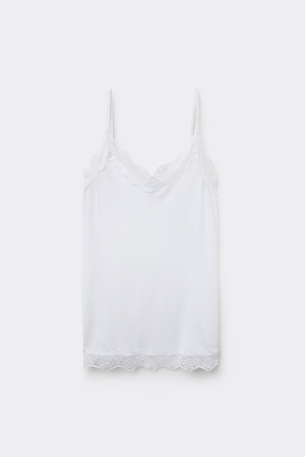 V-Neck Viscose Camisole with Lace  