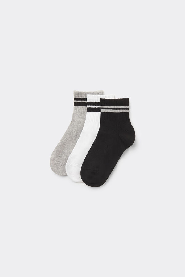 Three Pairs of Boys' Short Patterned Hemless Cotton Socks  