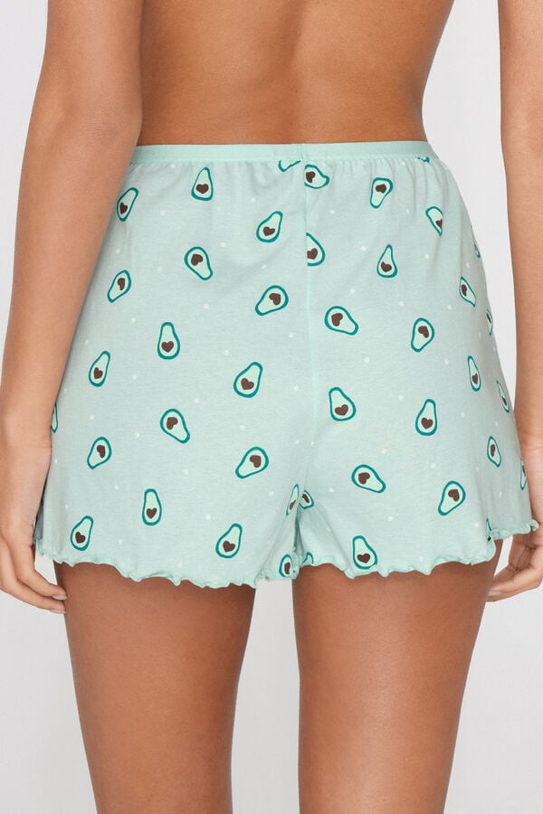Printed Cotton Shorts with Rolled Hem  
