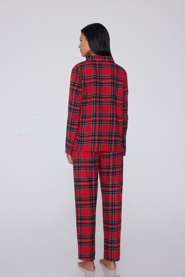 Full-Length Button-Down Tartan Flannel Pajamas  