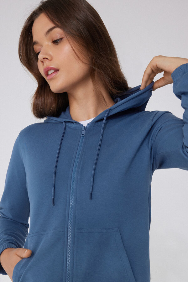 Lightweight Hooded Sweatshirt with Zip and Drawstring  