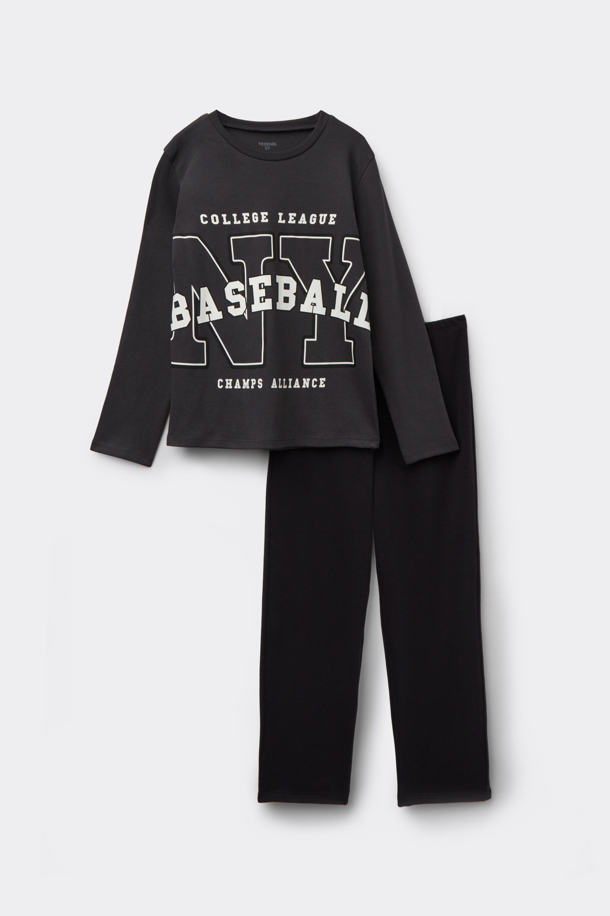 Pijama Largo Ni&ntilde;o Algod&oacute;n Grueso Estampado Baseball