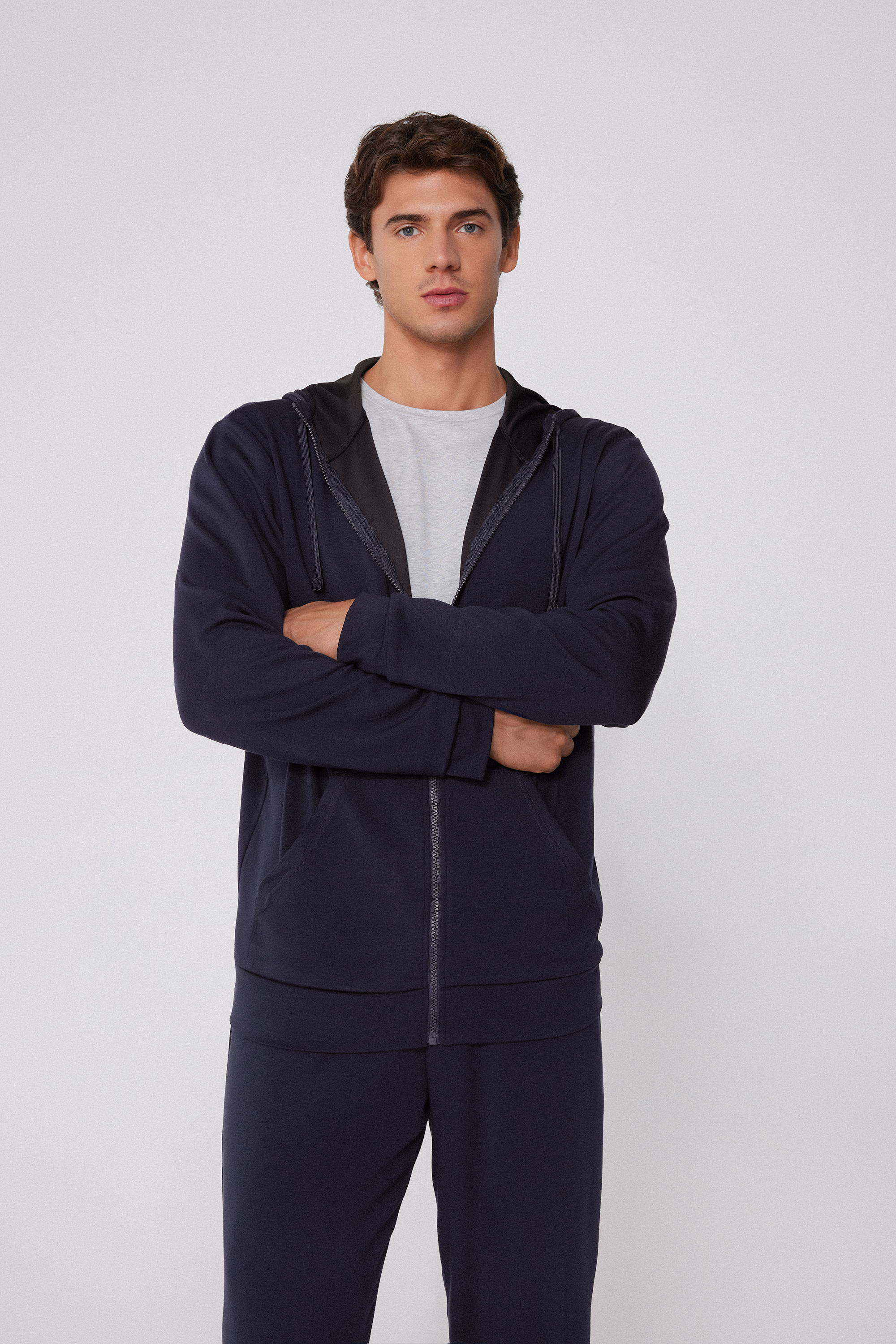 Felpa con Cappuccio e Zip Double