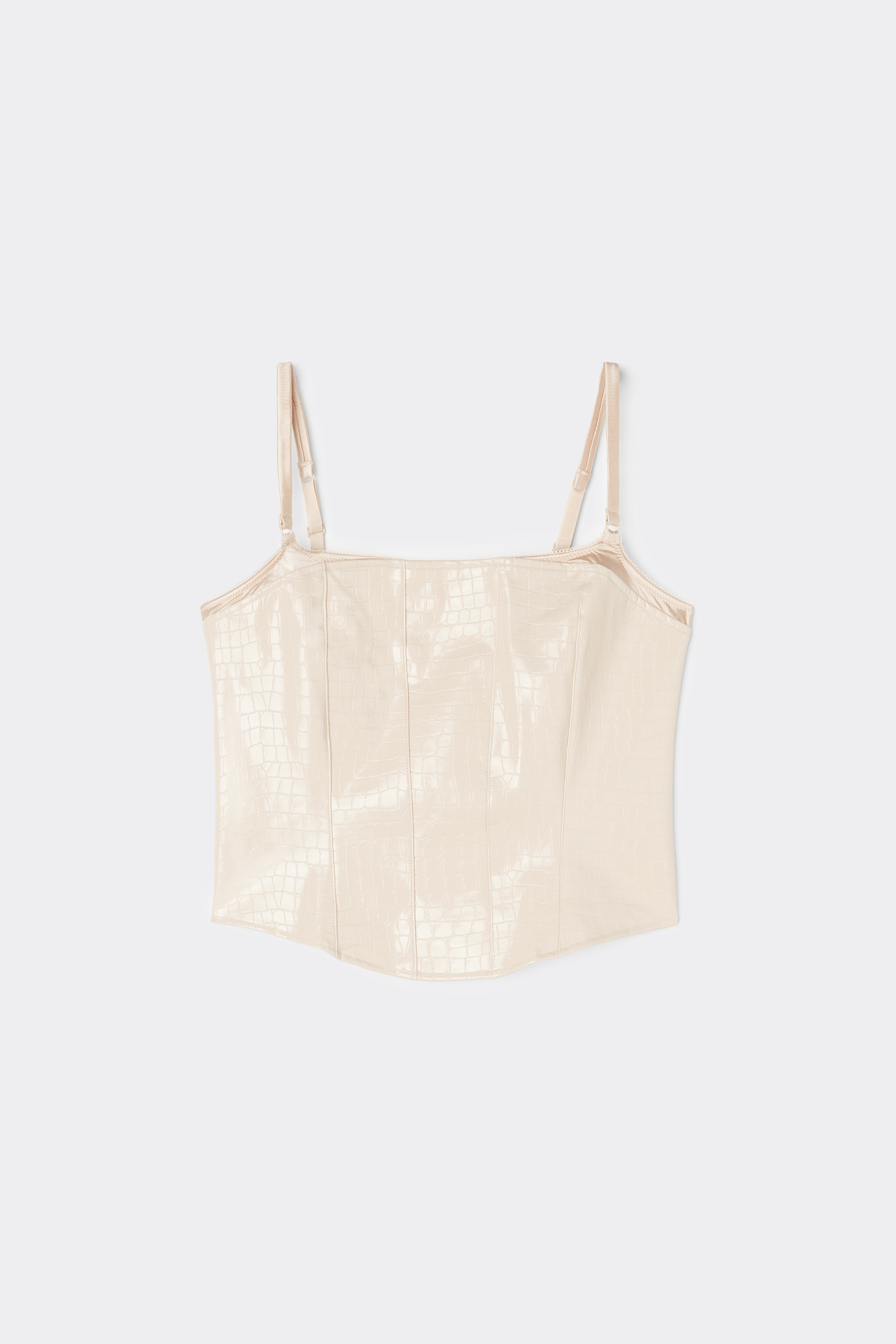 Crocodile-Effect Crop Top with Zip
