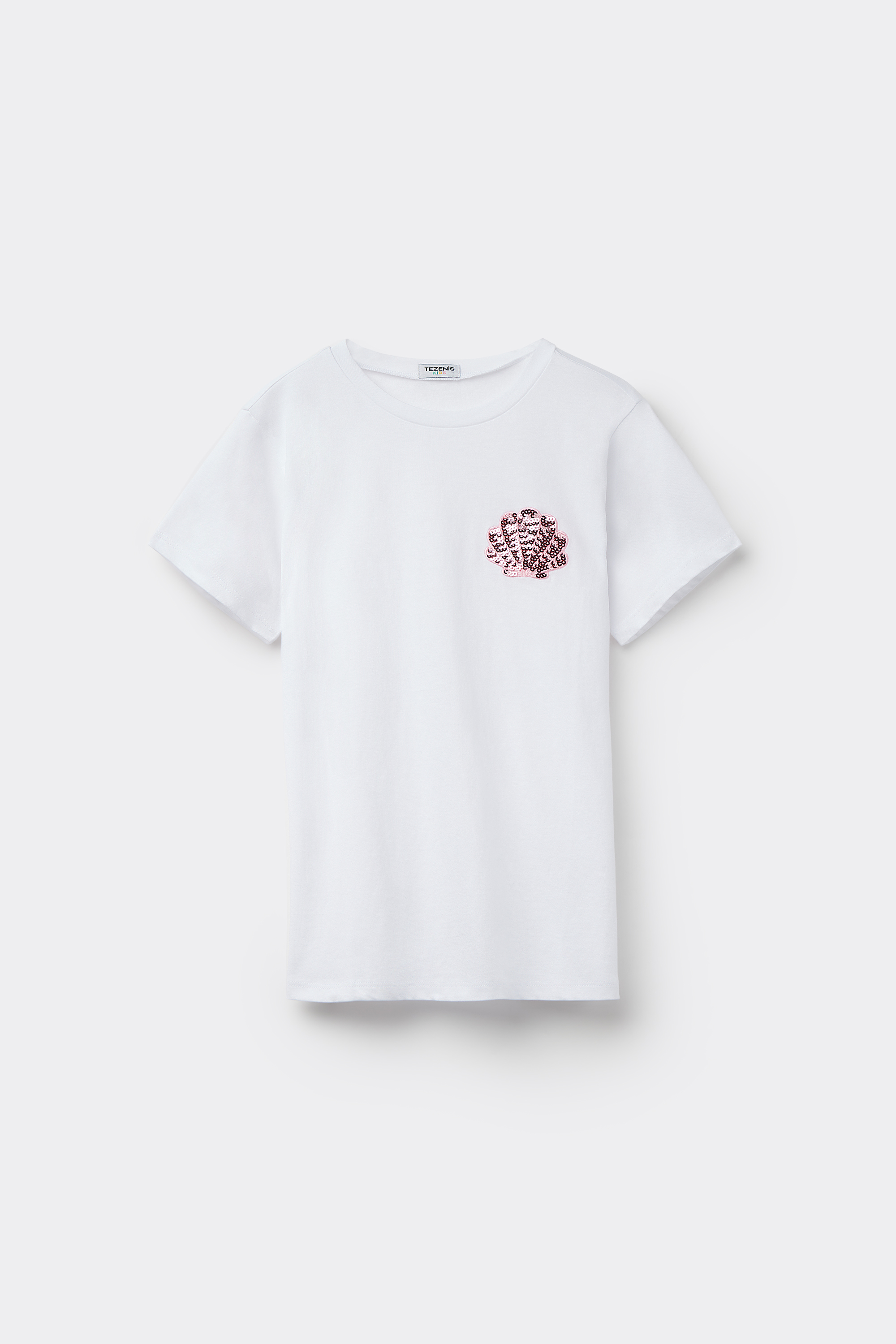 T-Shirt Cotone Girocollo con Paillettes Bimba