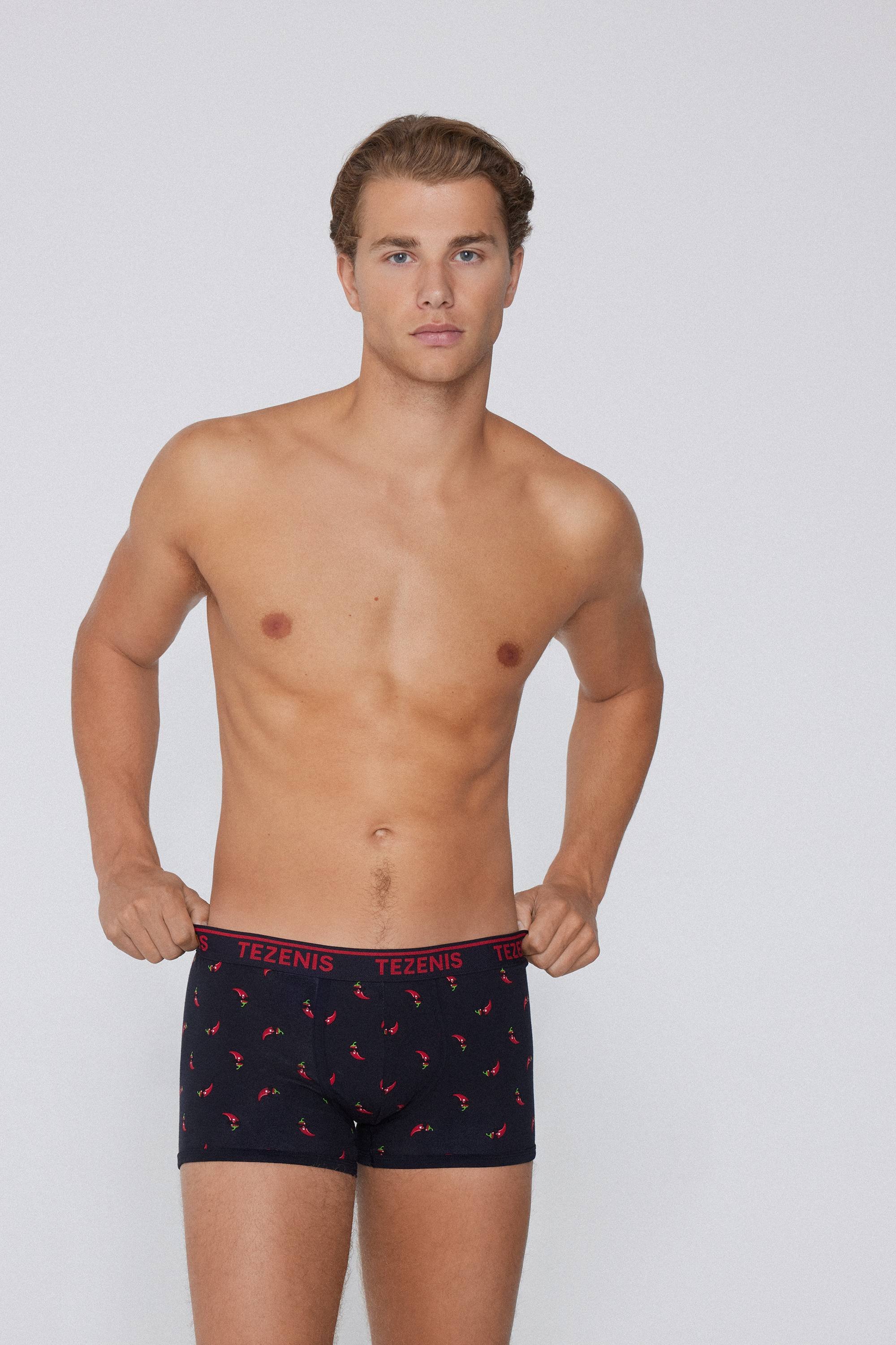 Printed Cotton Boxers with Contrasting Trim and Logo