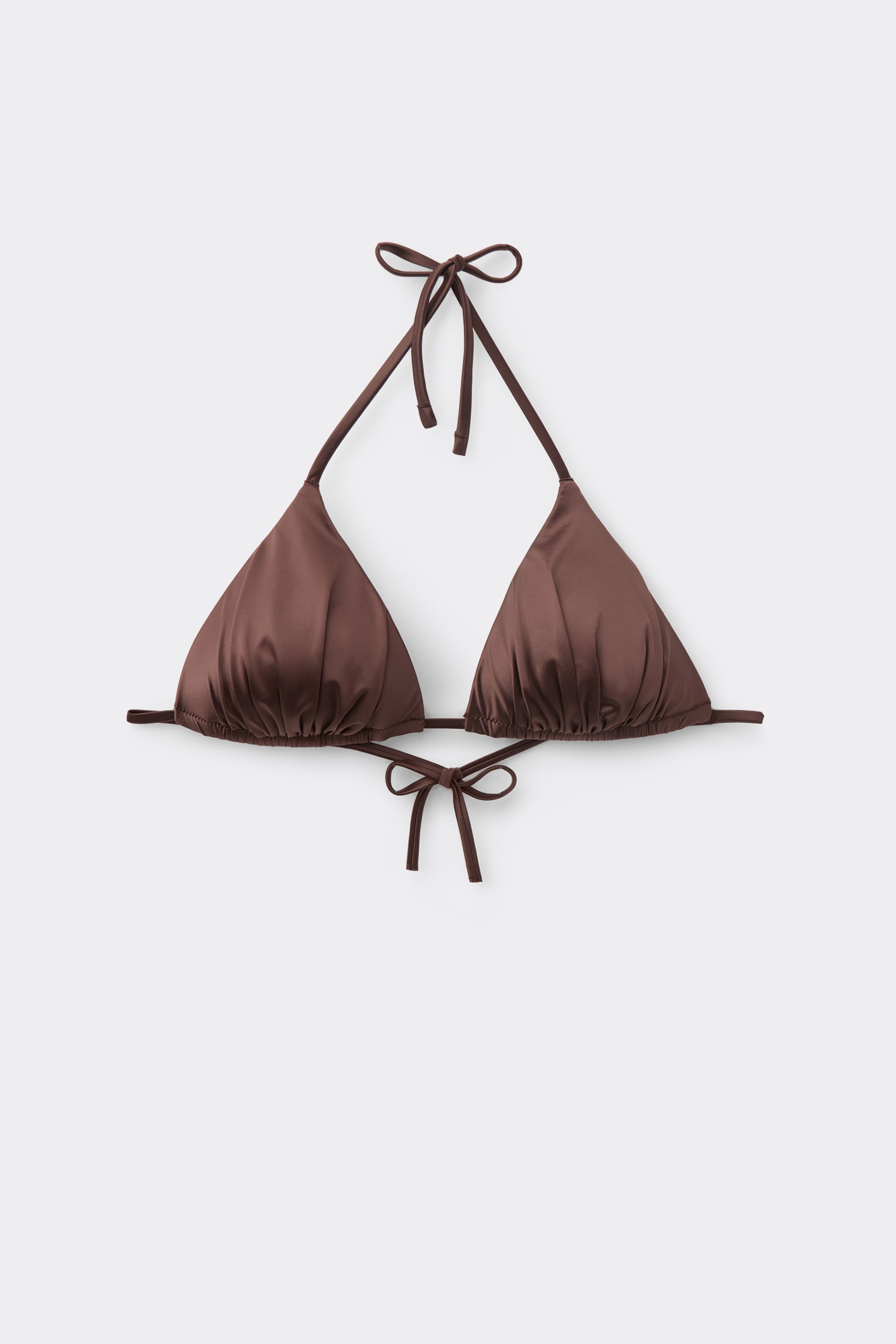Leicht wattiertes Triangel-Bikinioberteil Shiny Glam Schokobraun