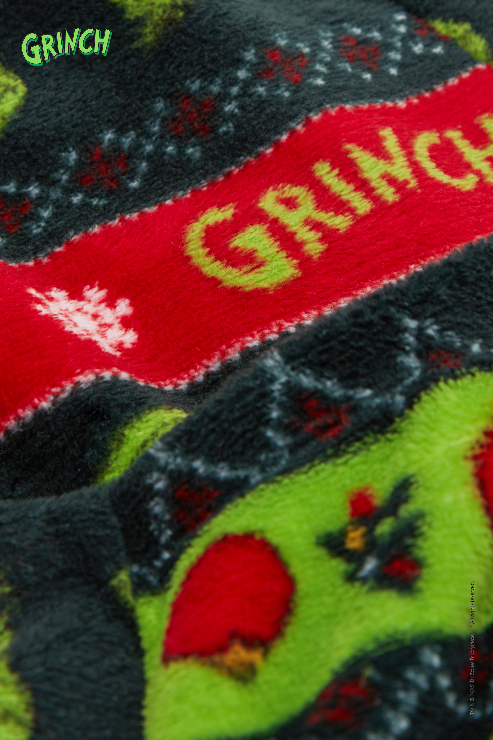 Unisex Kids Christmas Grinch Long Light Fleece Pyjamas