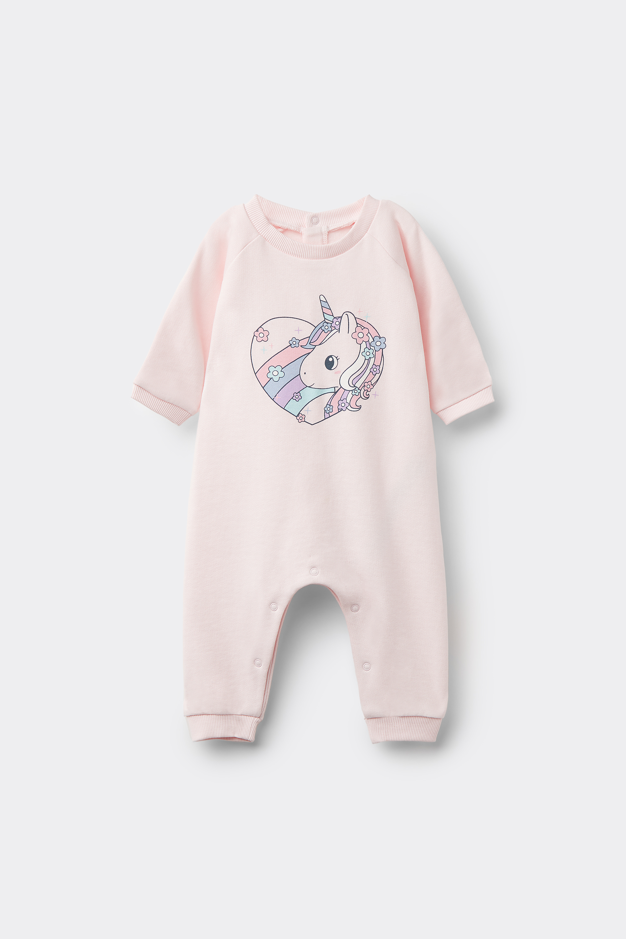 Baby Heavy Cotton Fleece Playsuit with Long Sleeves