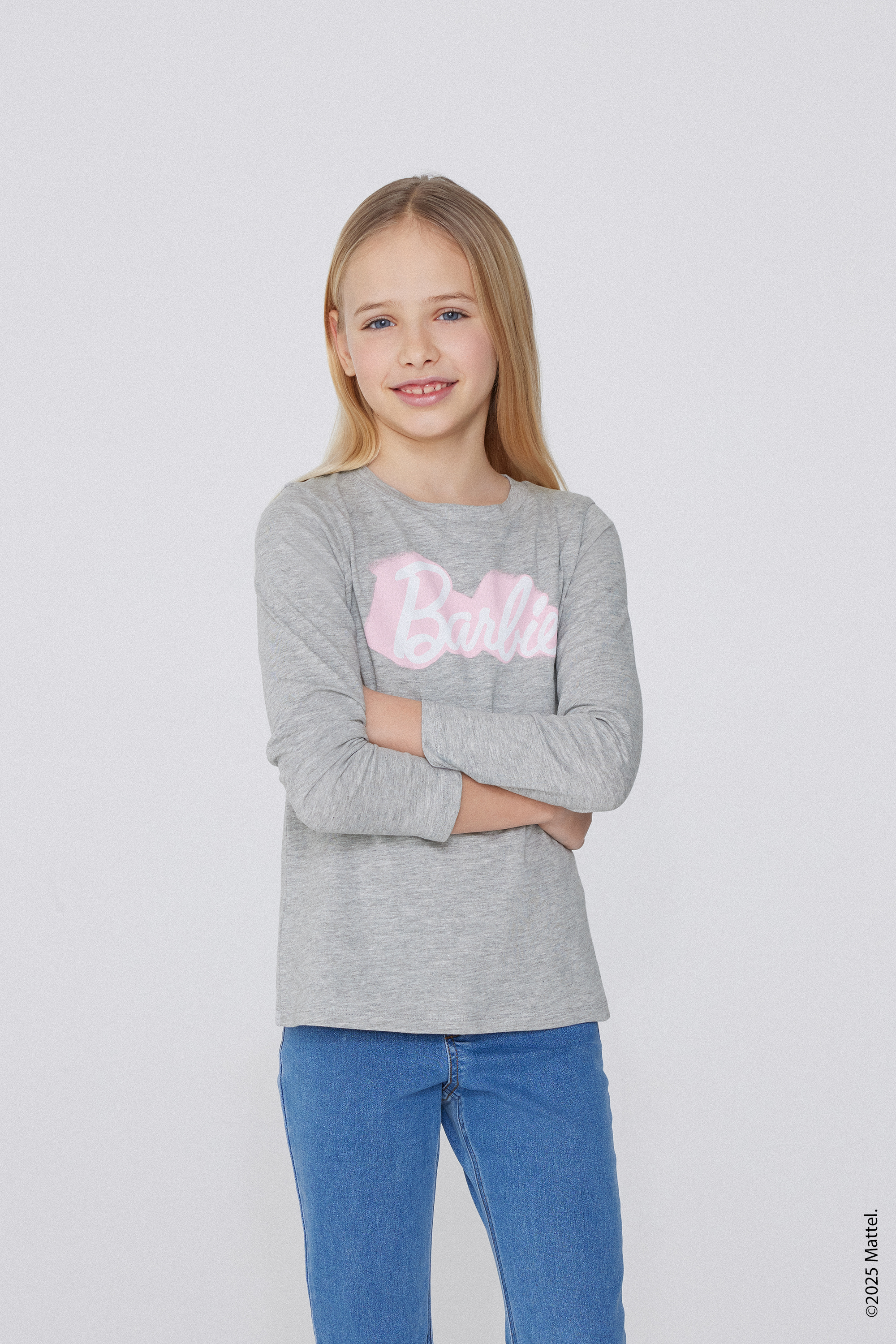 Langarmshirt aus Baumwolle mit Barbie-Print f&uuml;r M&auml;dchen