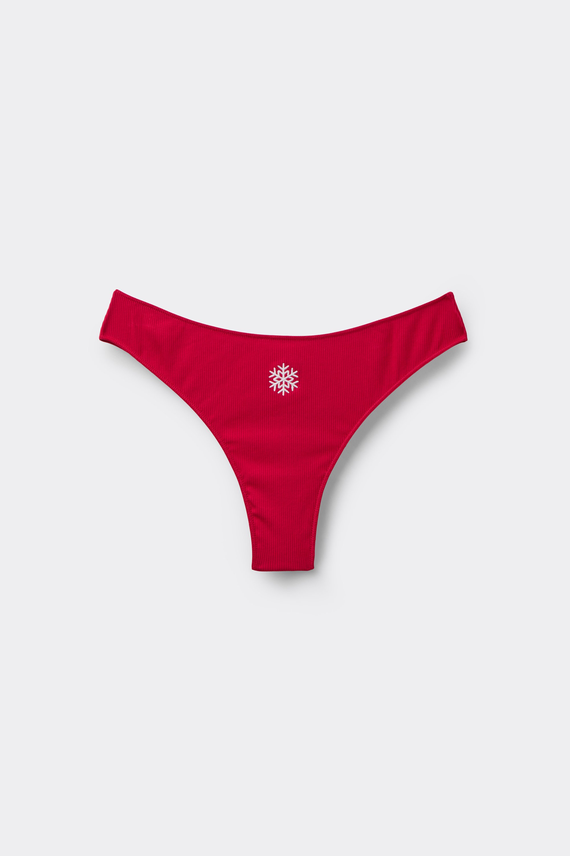Brazilian Panties in Ribbed Cotton with Embroidery