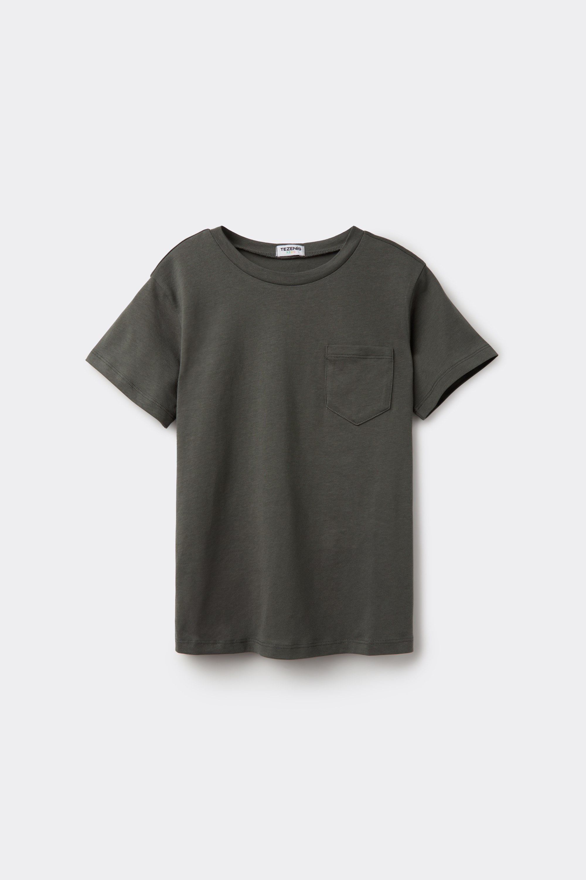 Boys&rsquo; Cotton Round Neck T-Shirt with Pocket