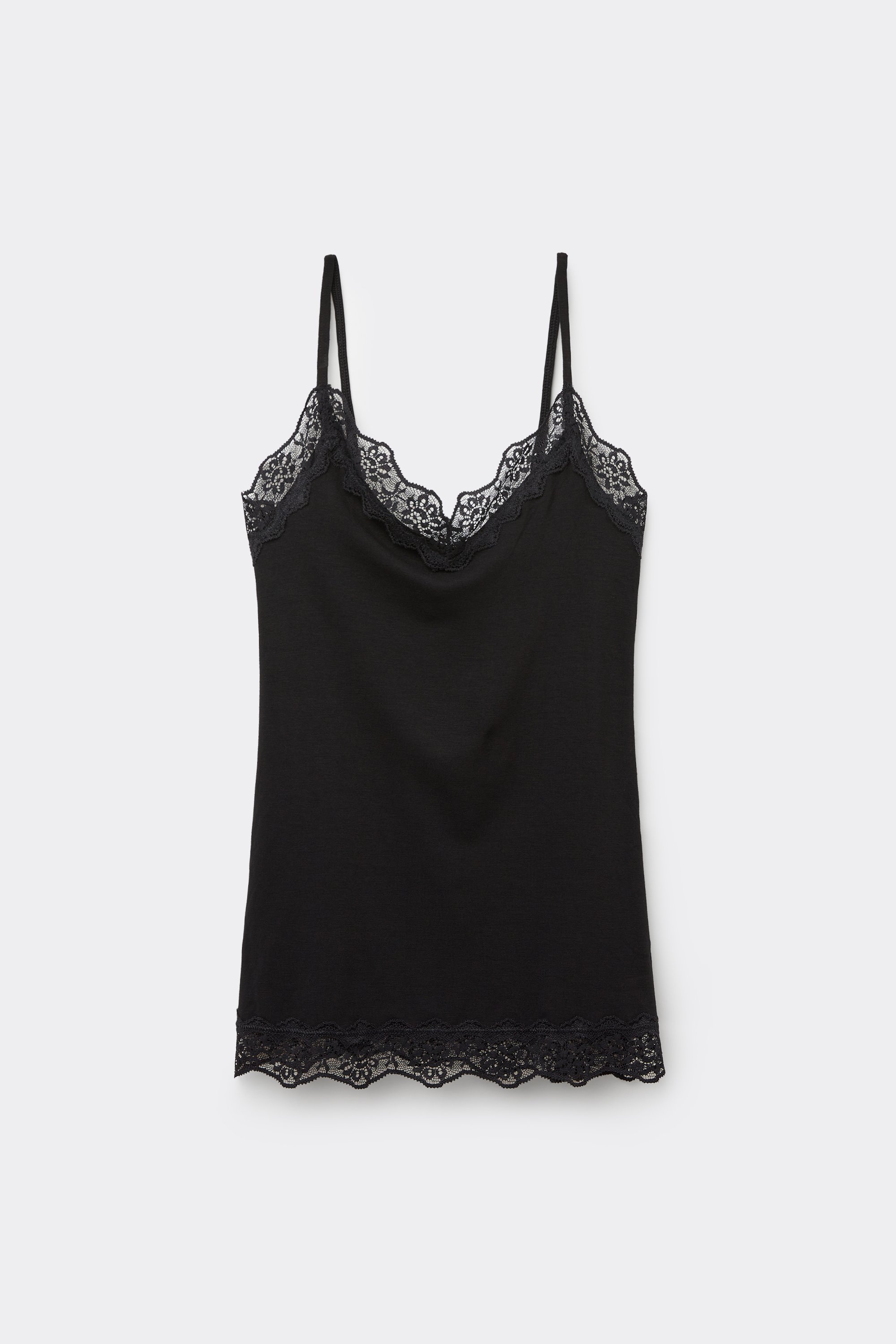 V-Neck Viscose Camisole with Lace