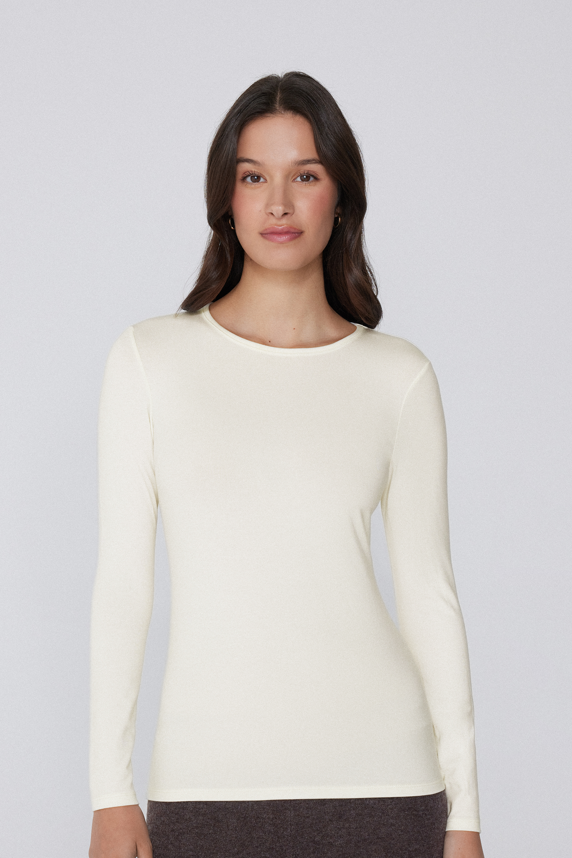 Cotton and Thermal Modal Rounded Neck Top