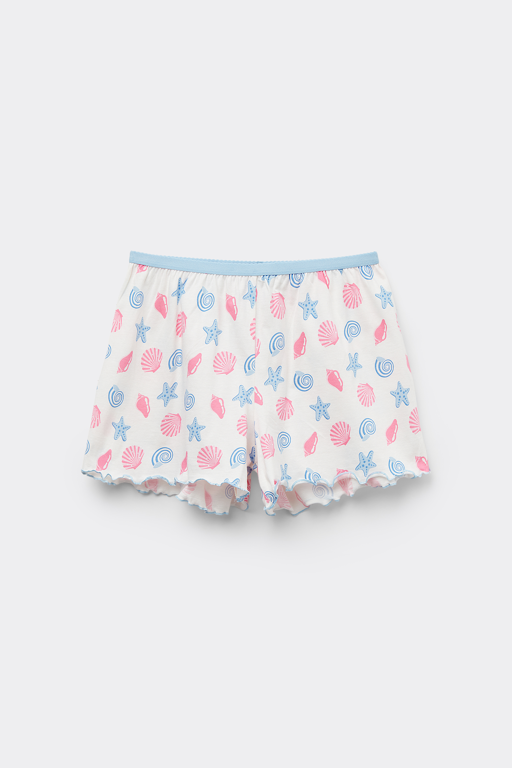 Printed Cotton Shorts with Rolled Hem