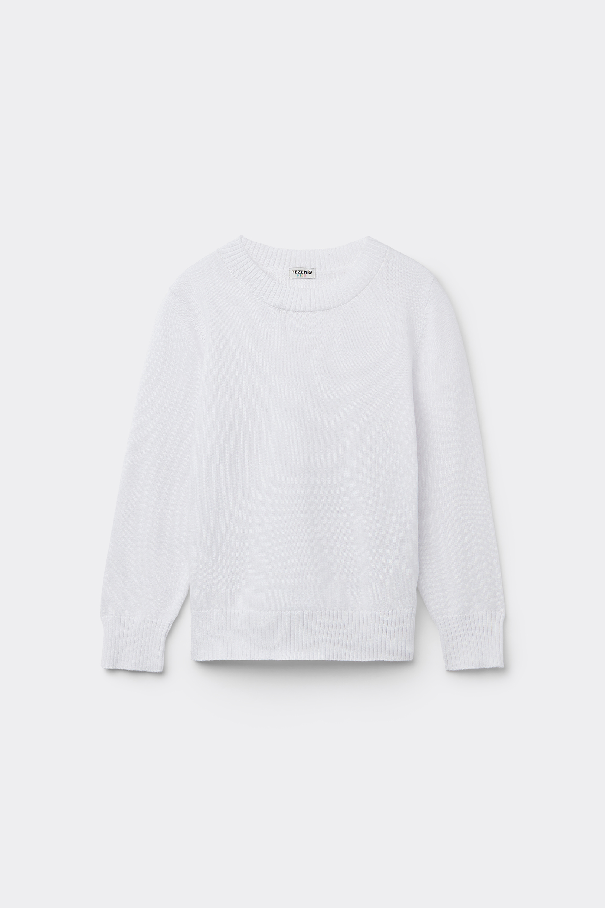 Girls&rsquo; Fully Fashioned Cotton Sweater with Round Neck and Long Sleeves