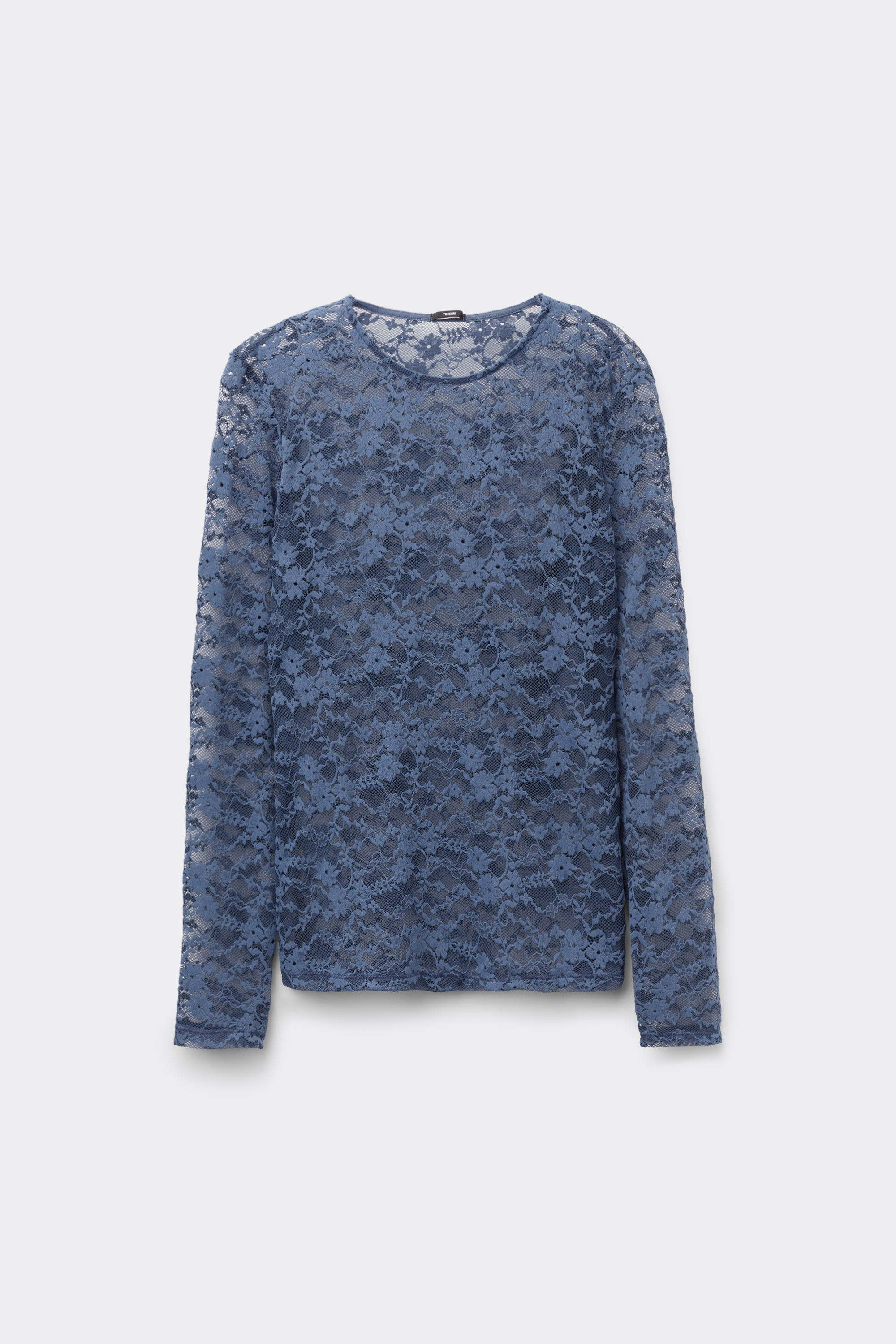Long-Sleeved Crew-Neck Lace Top