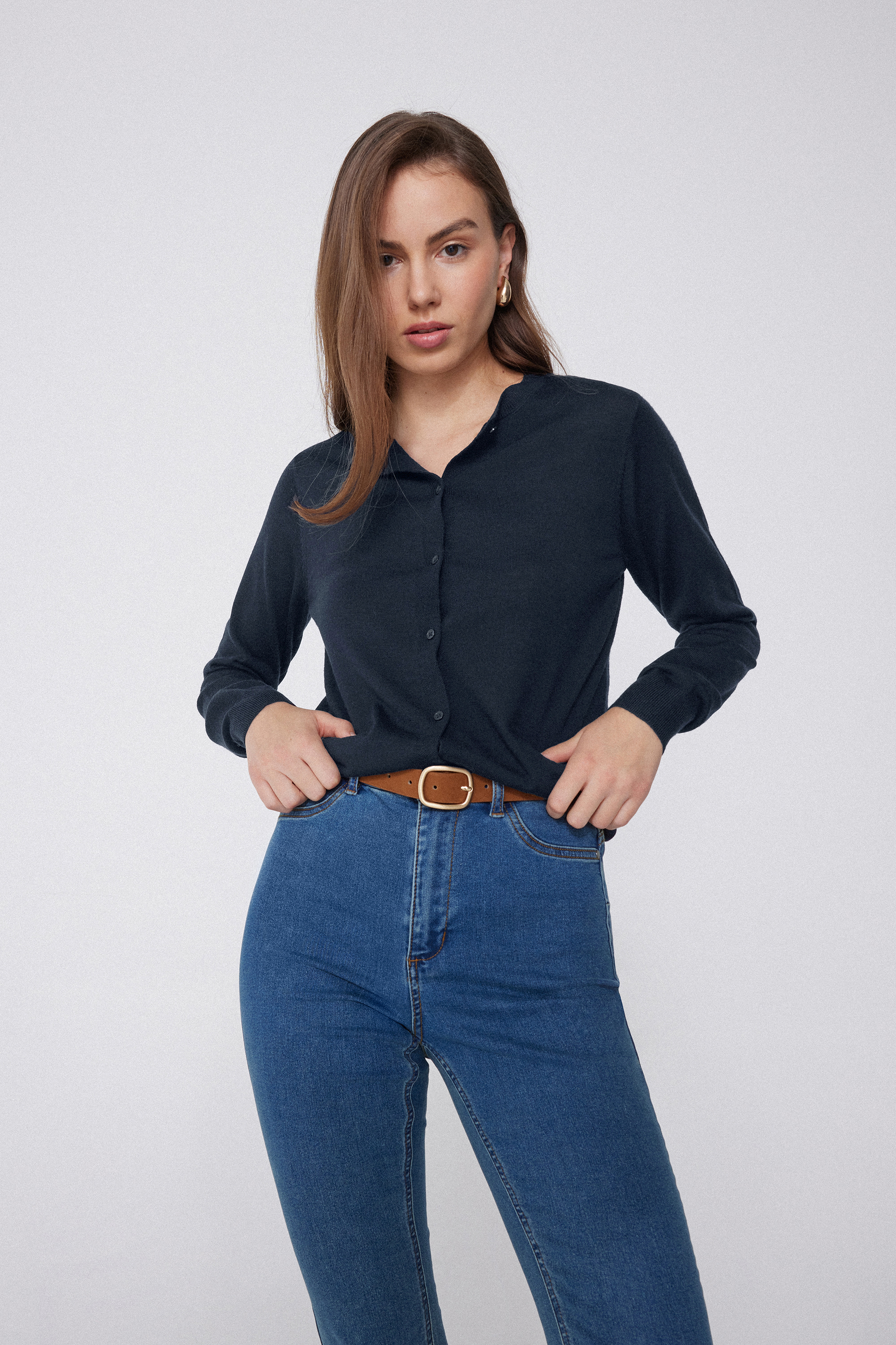 Topli Kardigan s Gumbima, 100&nbsp;% Merino Vuna