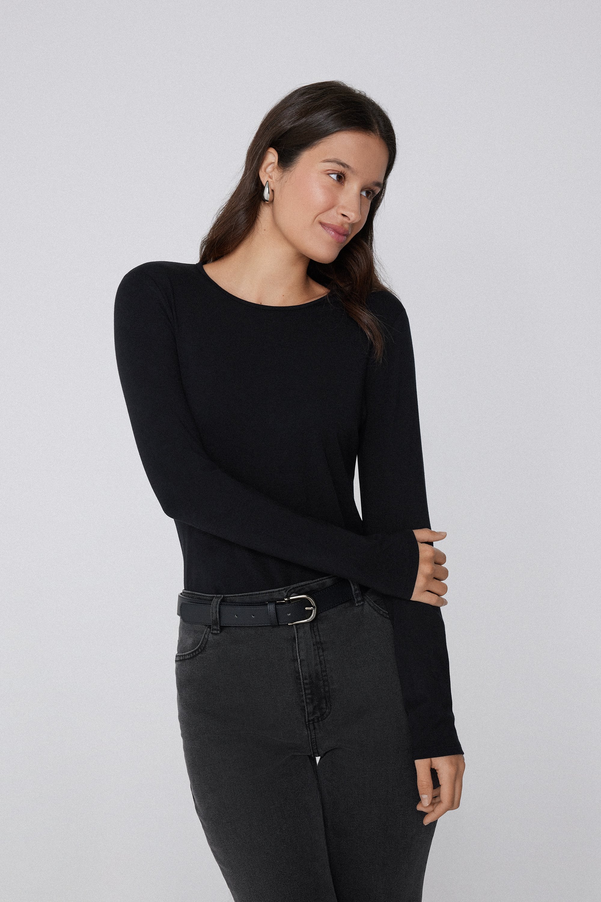 Thermal Modal and Cotton Crew-Neck Top