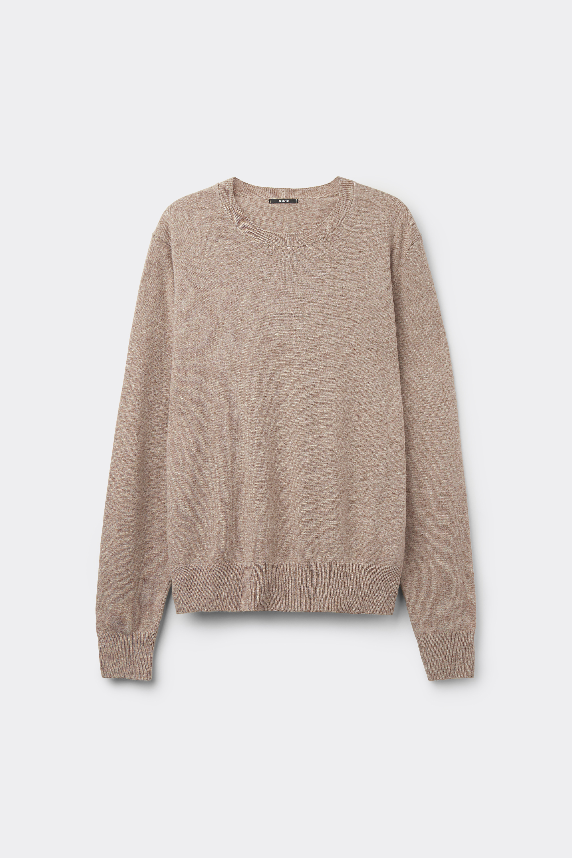 Long-Sleeved Heavy Crew-Neck Sweater with Wool