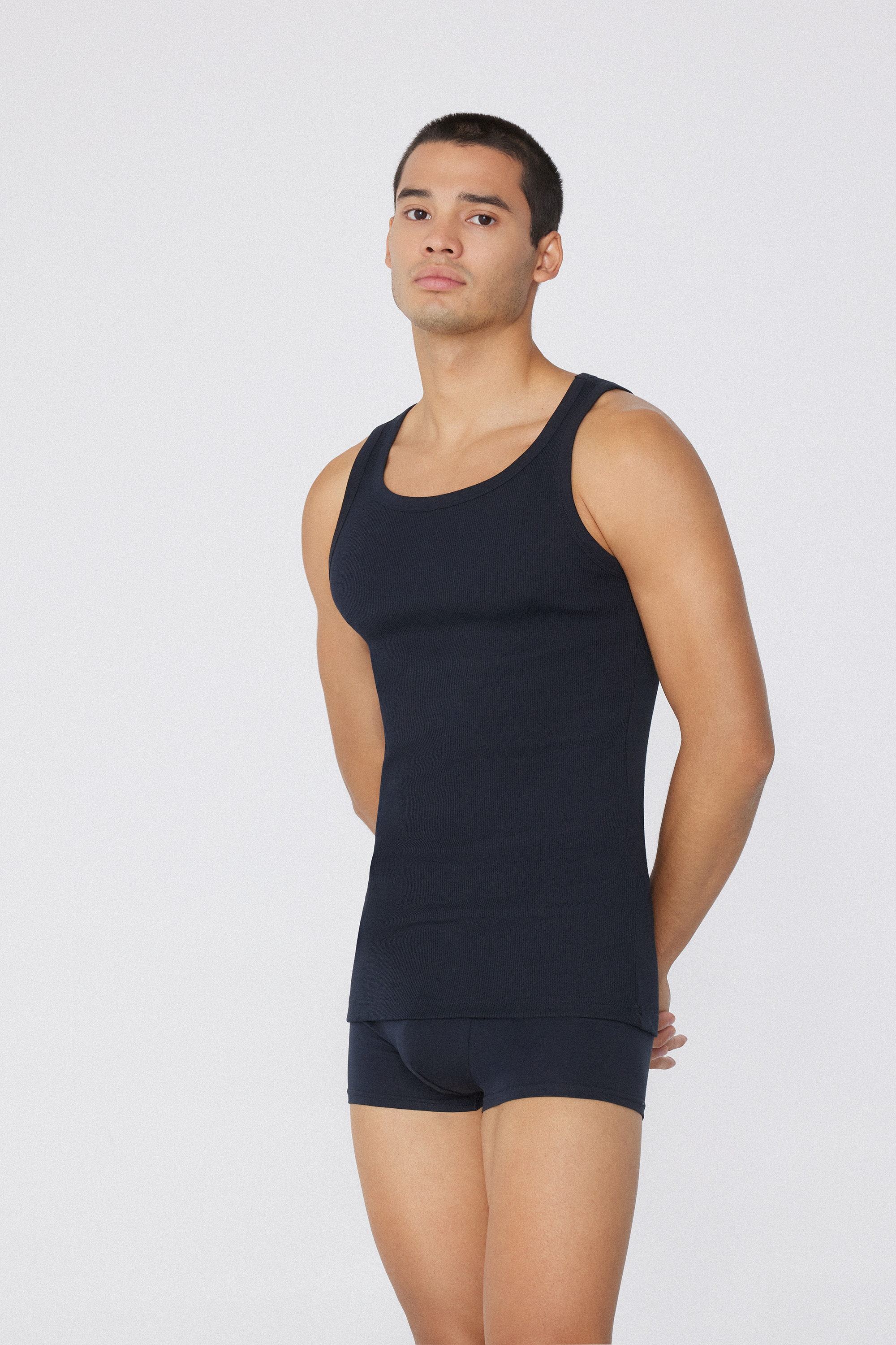 Men's Cotton Ribbed Tank Top with Wide Shoulder Straps
