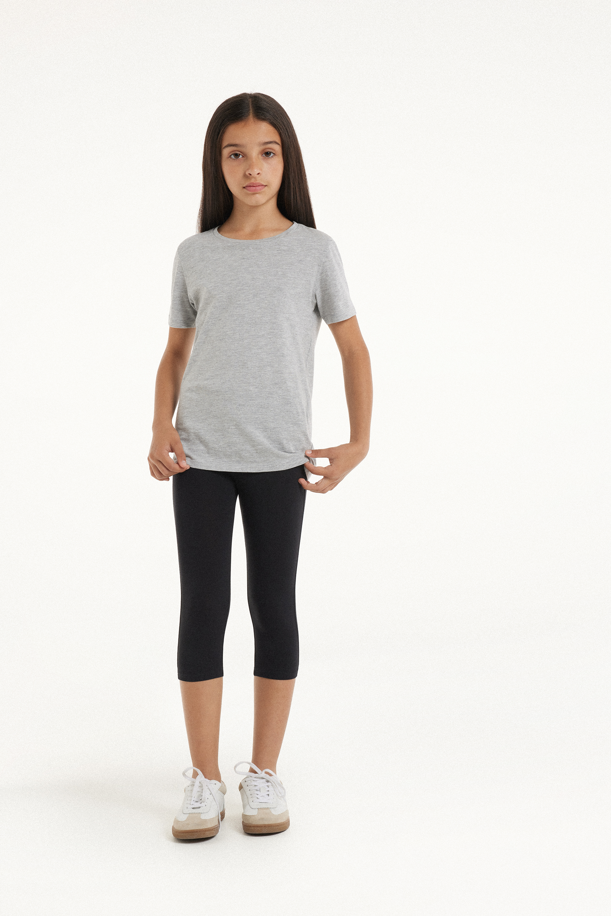 Legging Capri en Coton Uni Fille