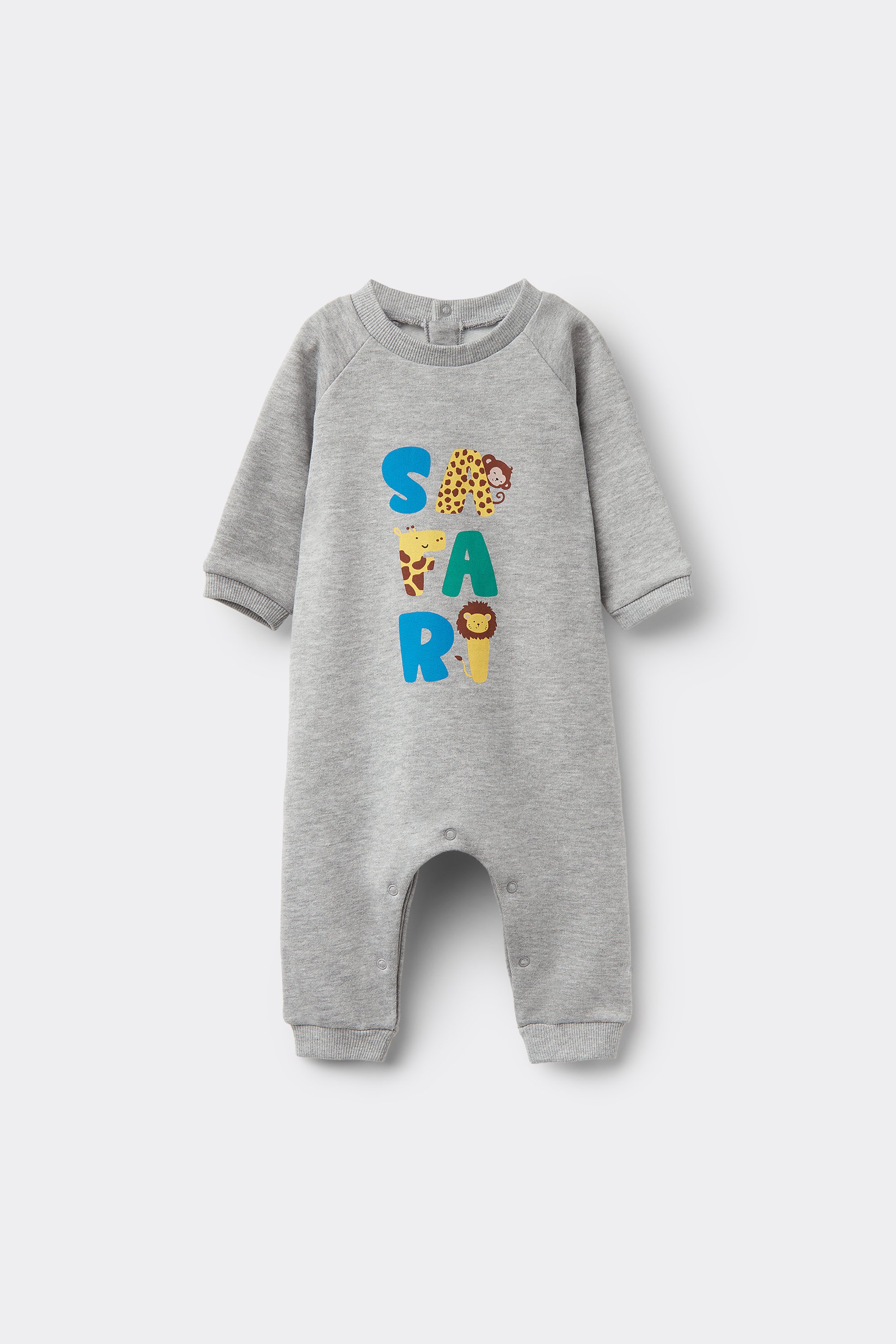 Baby Heavy Cotton Fleece Playsuit with Long Sleeves