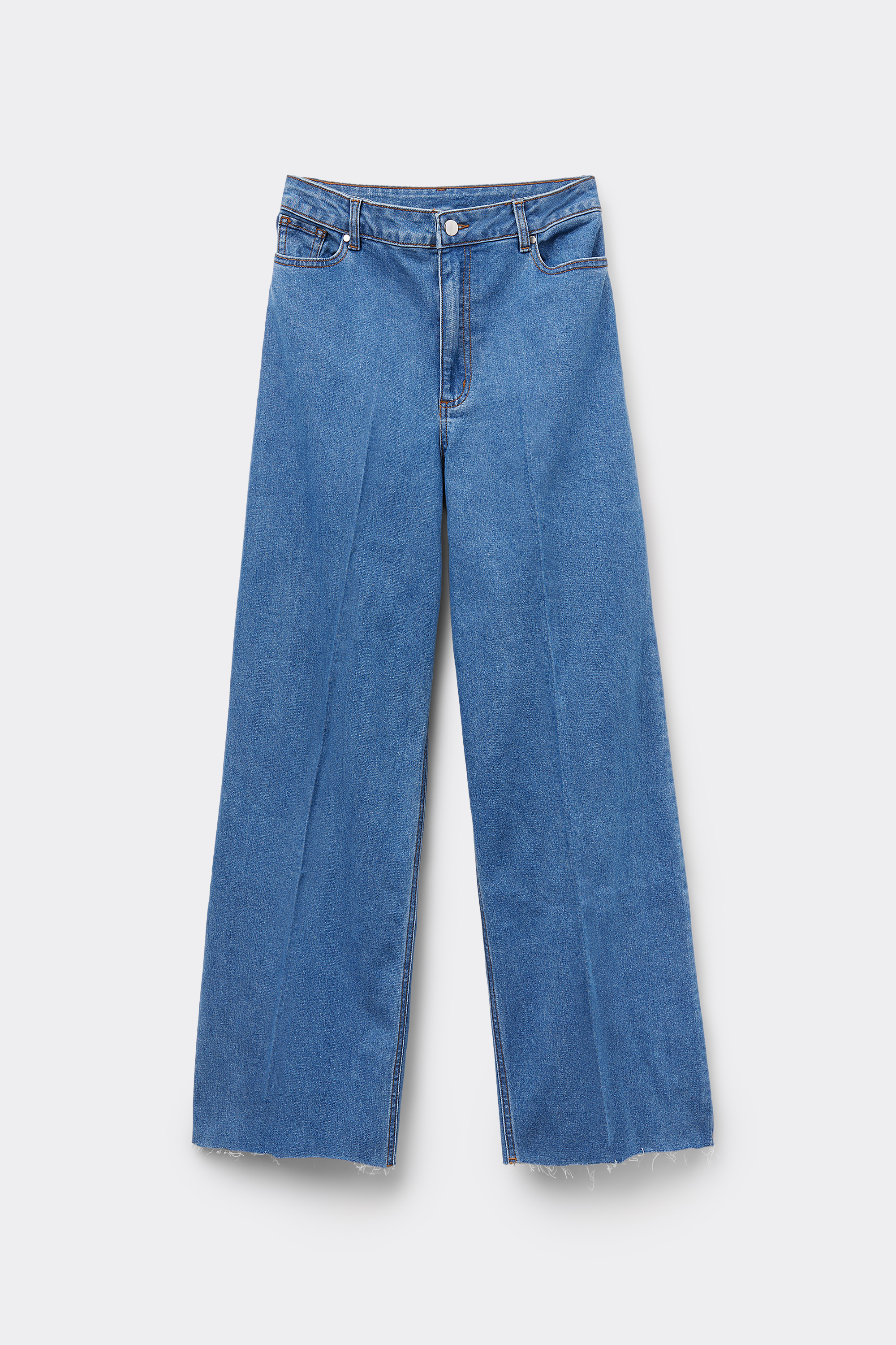 High-Waist Denim Palazzo Trousers