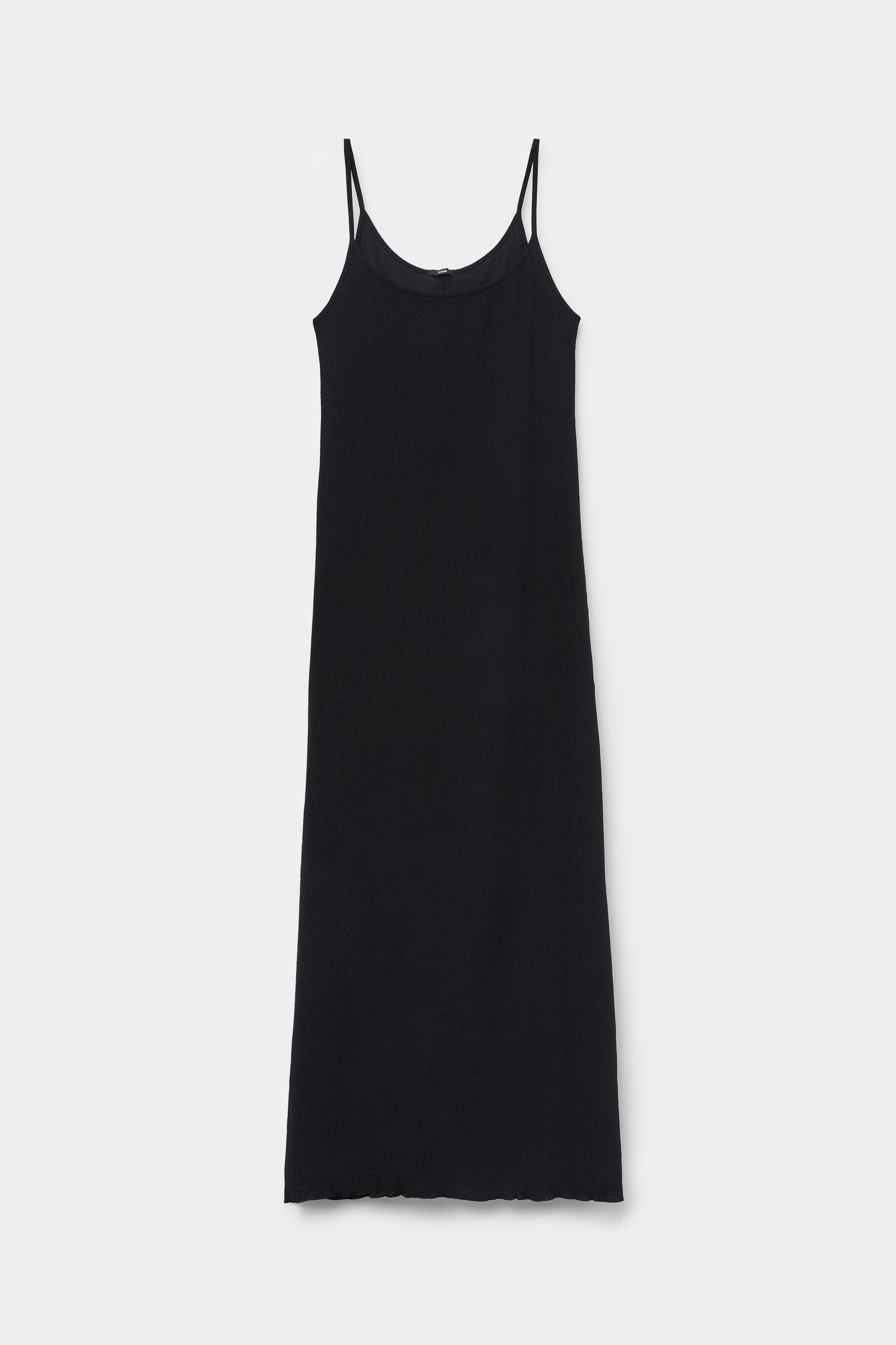 Crepe-Effect Midi Dress with Thin Shoulder Straps