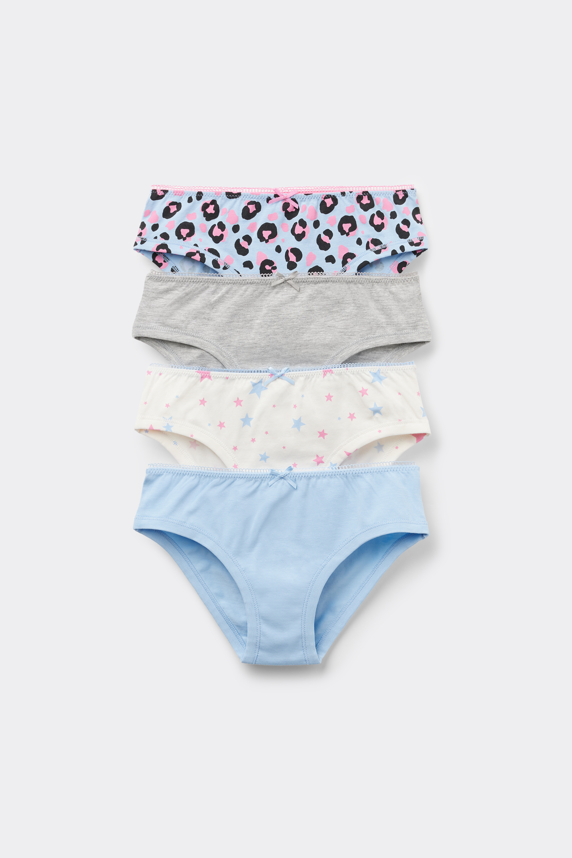 4 Pairs of Girls&rsquo; Printed Cotton Knickers