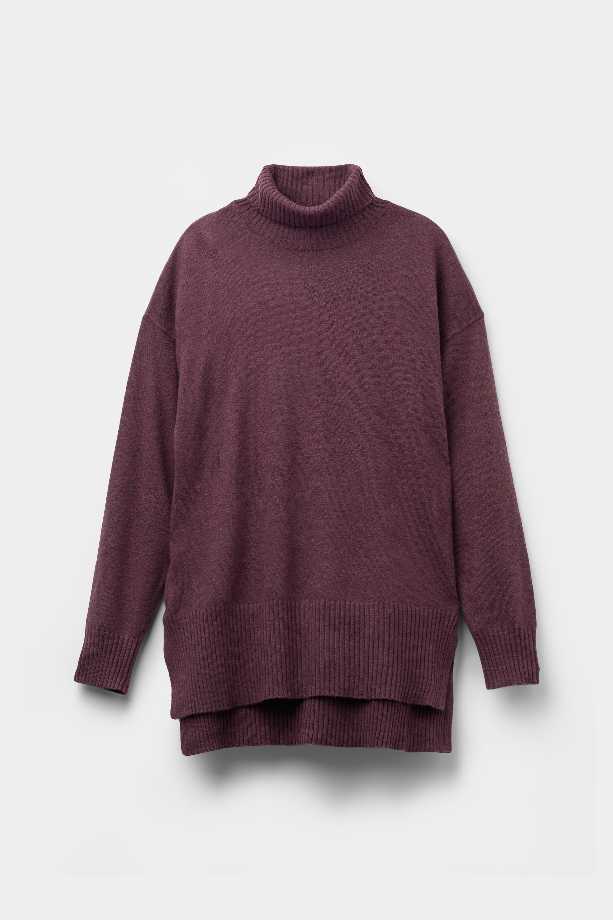 Long Thick Polo Neck Top with Wool