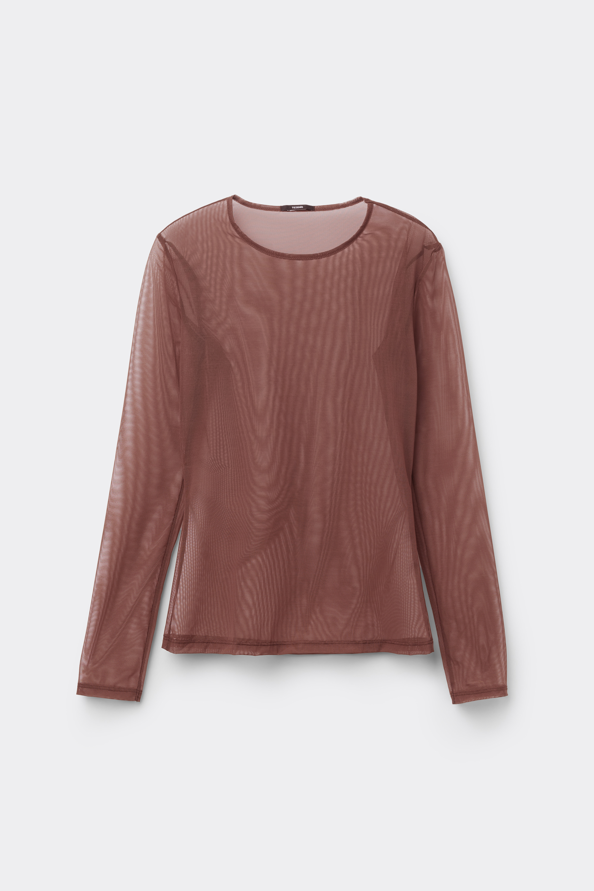 Long Sleeve Crew Neck Tulle Top
