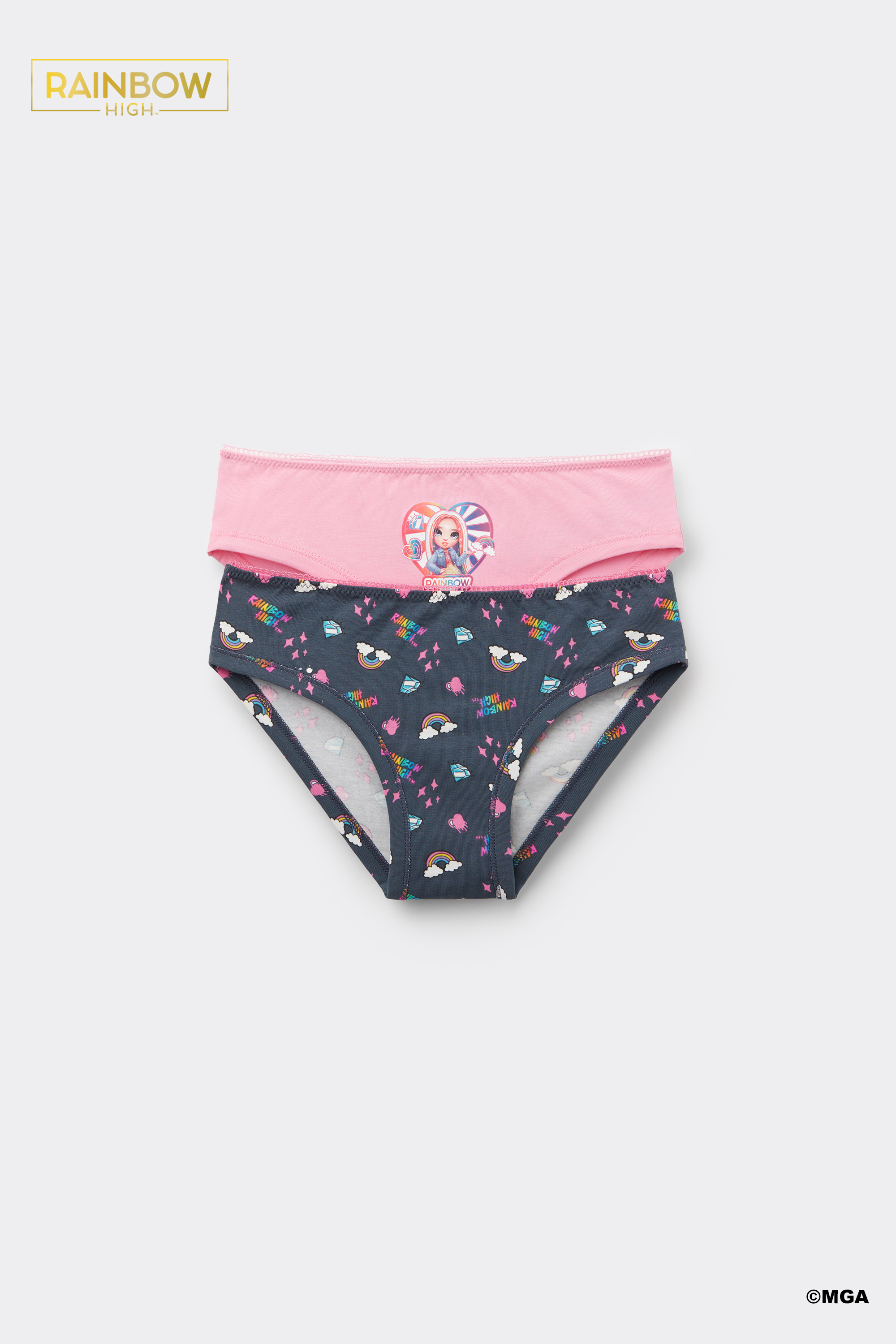 2 Pairs of Girls&rsquo; Rainbow High Cotton Knickers