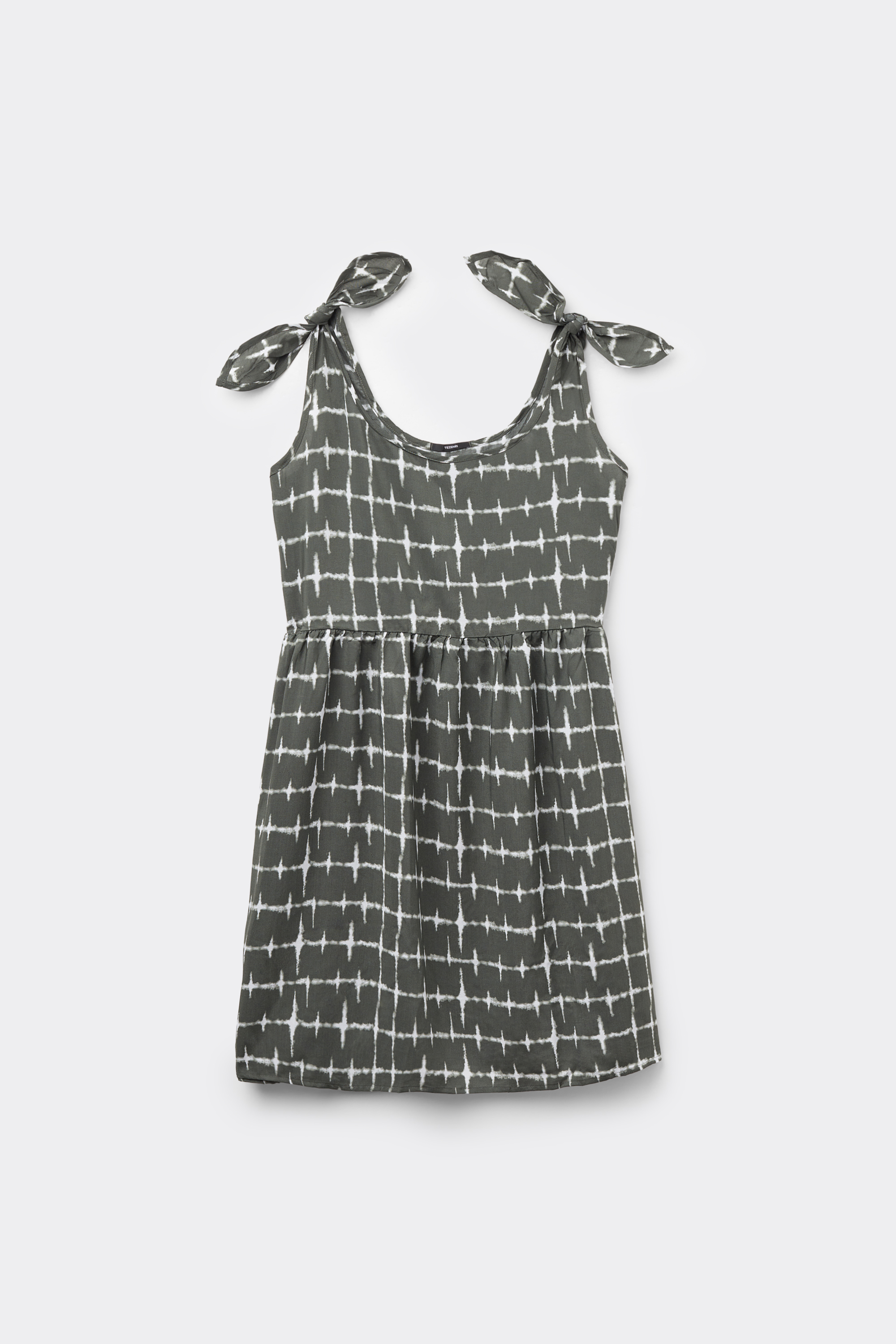 Viscose Canvas Short Dress with Knots