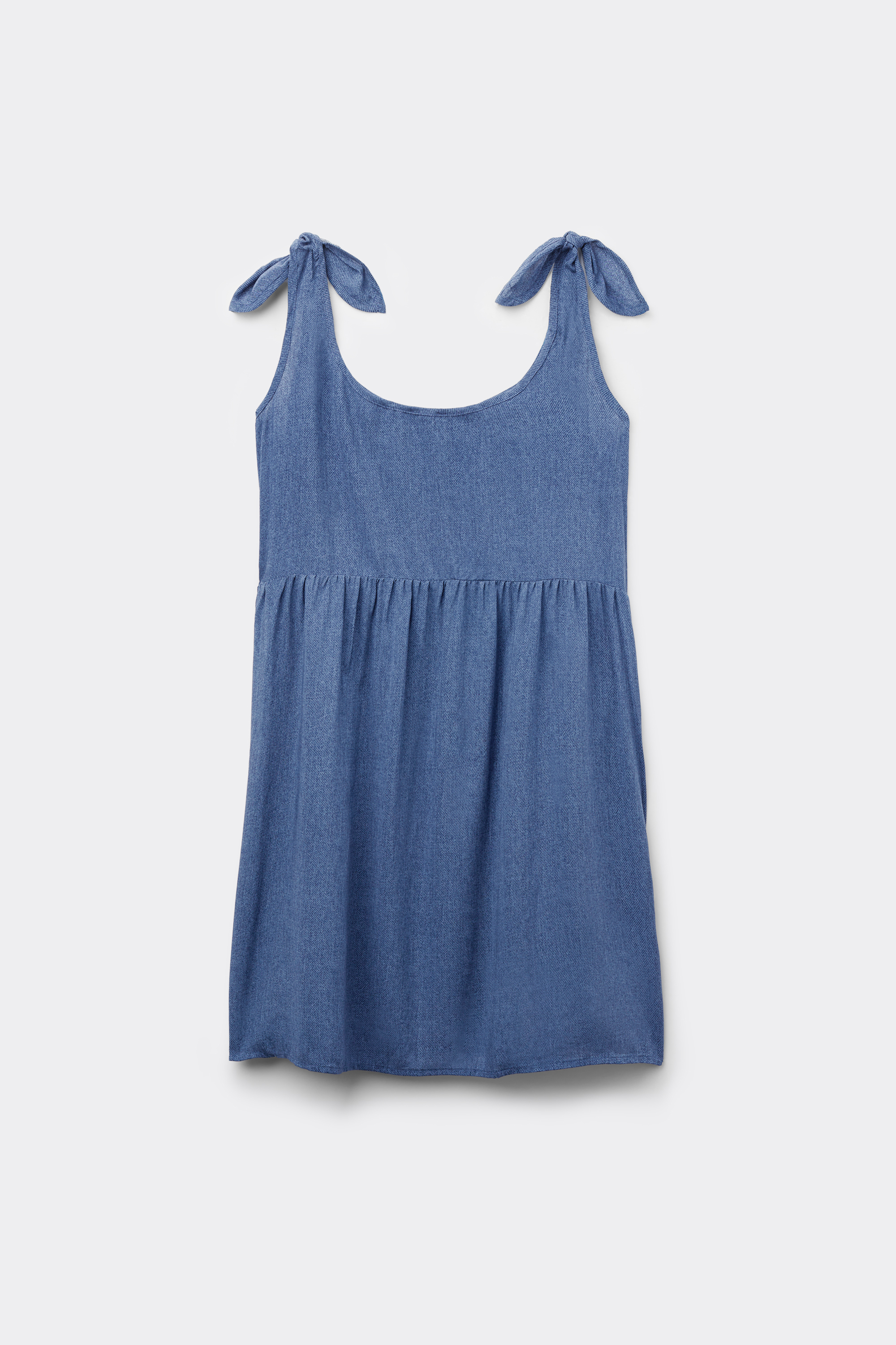 Viscose Canvas Short Dress with Knots