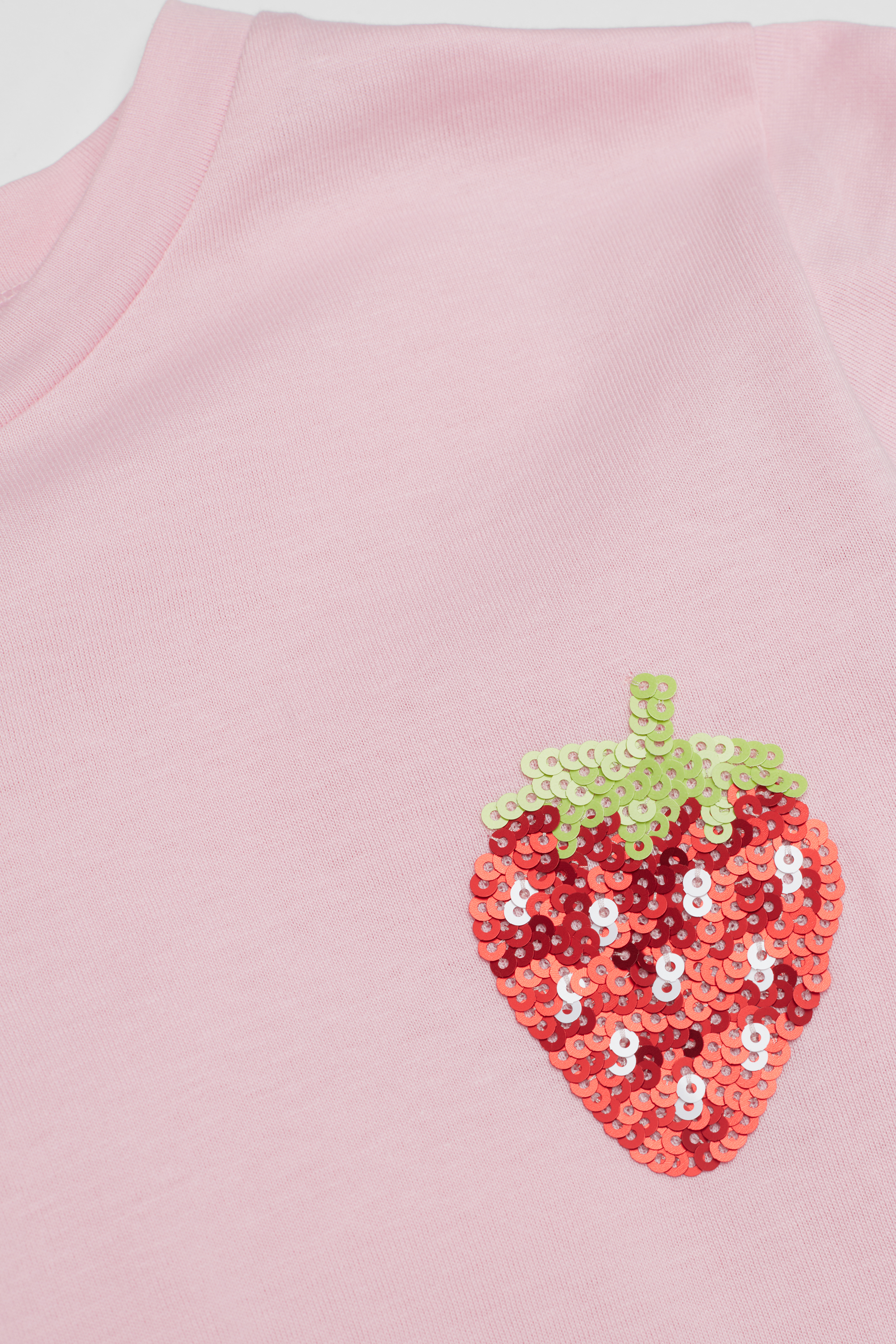 T-Shirt Cotone Girocollo con Paillettes Bimba