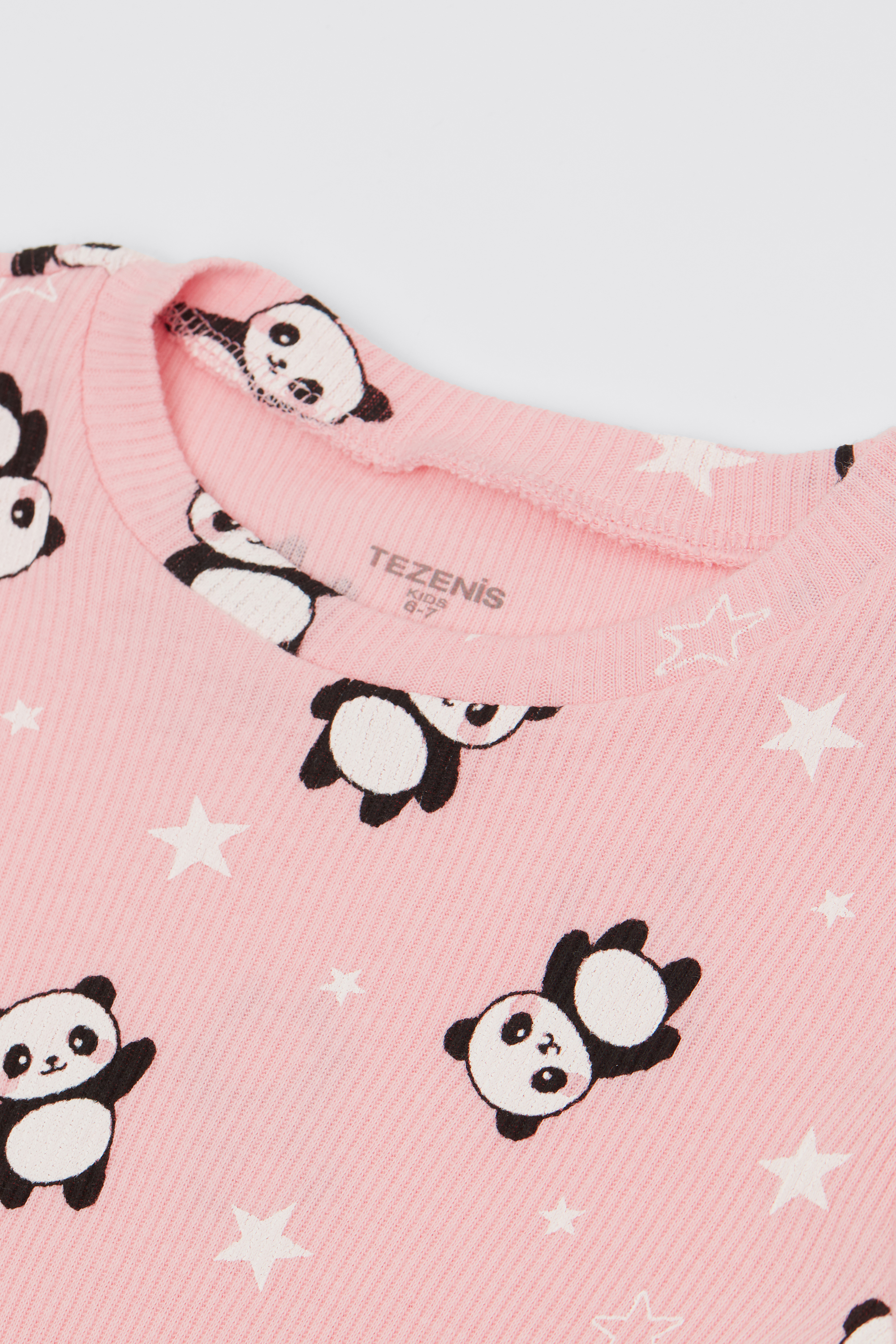 Langer Pyjama f&uuml;r M&auml;dchen aus Baumwolle Pandaprint